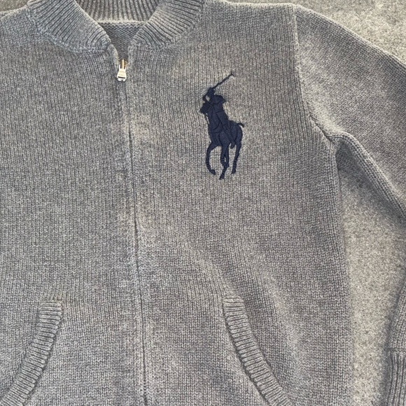 Polo Ralph Lauren full zip cardigan sweater Big pony boy's sz M 10-12 EUC LN - Picture 2 of 11